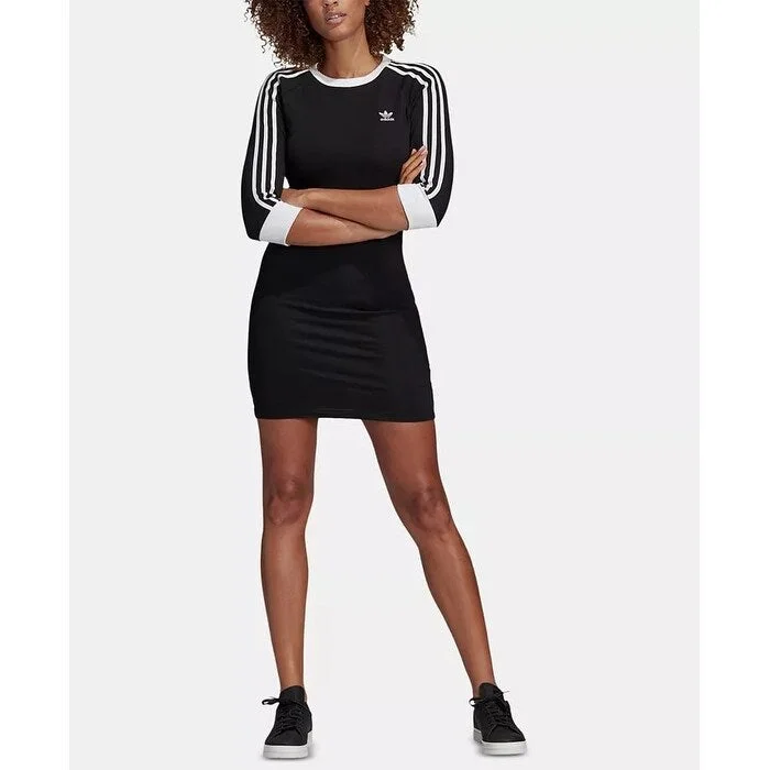 Adidas Women's Adicolor 3-Stripe Dress Black Size Small