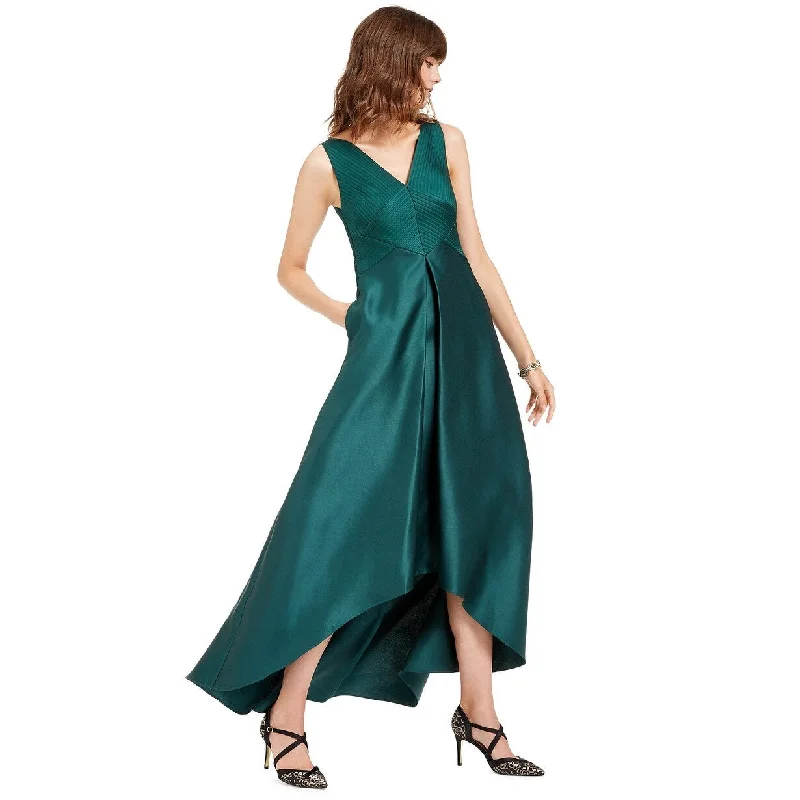 Adrianna Papell Women's High-Low Mikado Gown Dark Green Size 2