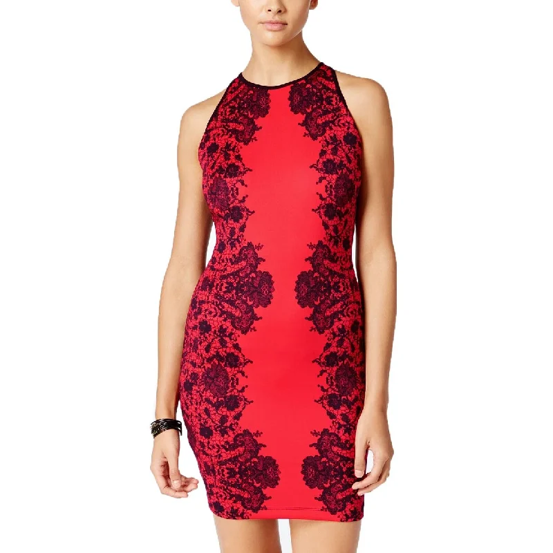 B Darlin Juniors' High-Neck Bodycon Dress Red Size 16