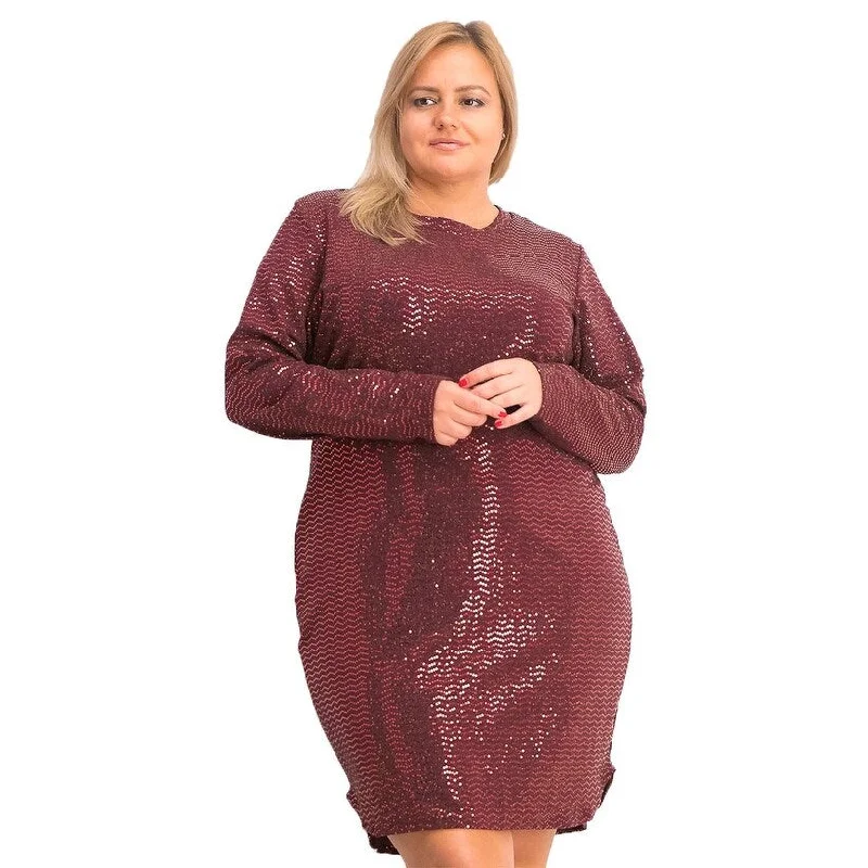 B Darlin Women's Trendy Plus Size Sequined Bodycon Dress Wine Size 16