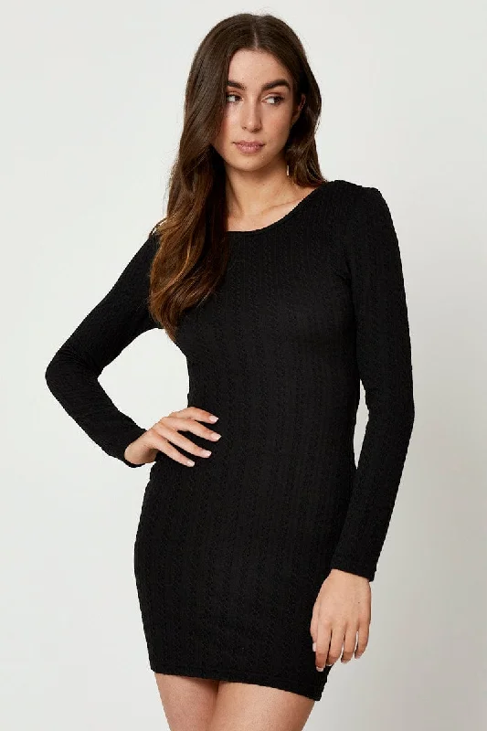 Black Twist Back Bodycon Dress