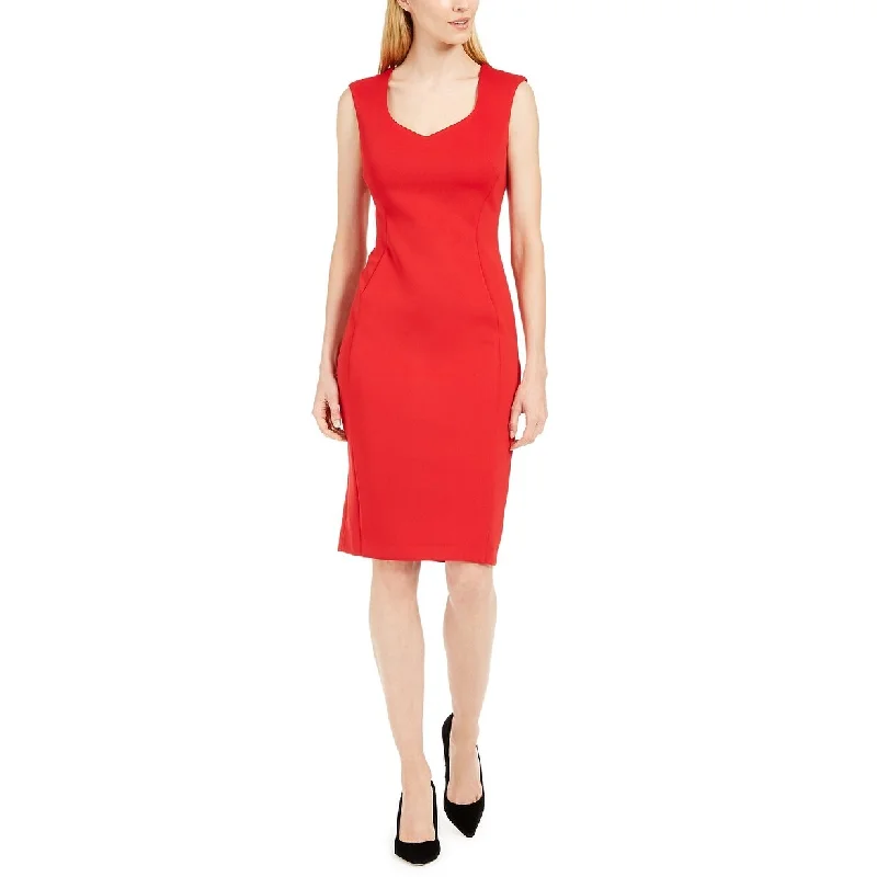 Calvin Klein Women's Cap-Sleeve Sheath Dress Medium Red Size 12