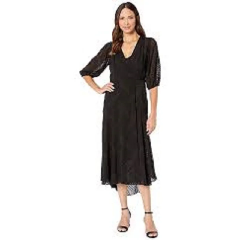 Calvin Klein Women's Chiffon Maxi Dress With Side Tie Black Size 4