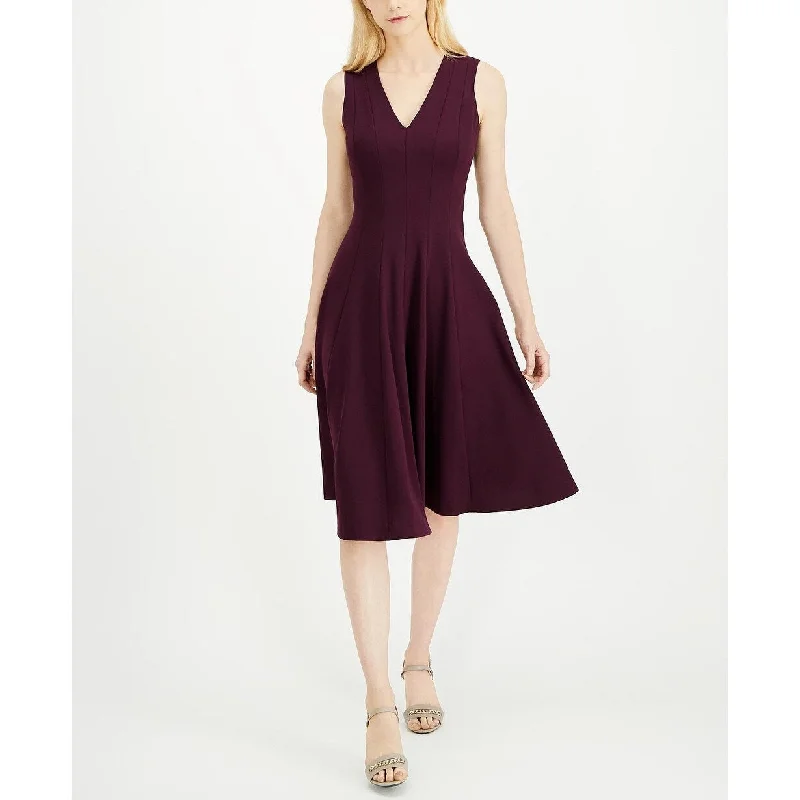 Calvin Klein Women's Fit & Flare Midi Dress Purple Size 2