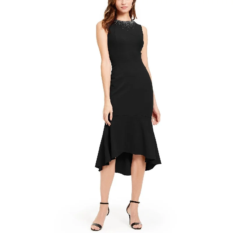 Calvin Klein Women's High-Low Midi Dress Black Size 2