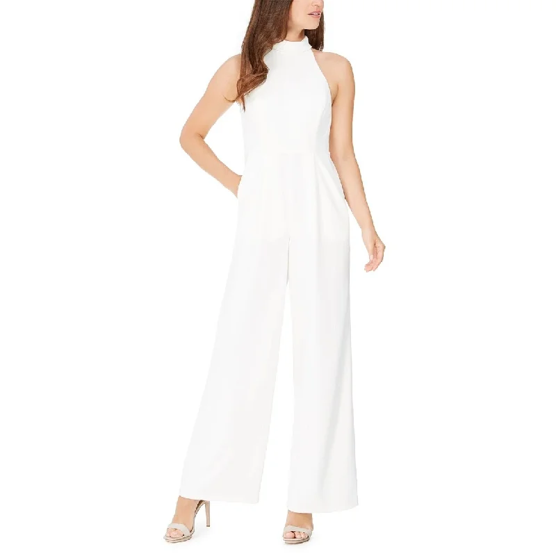 Calvin Klein Women's High-Neck Scuba Crepe Jumpsuit White Size 16