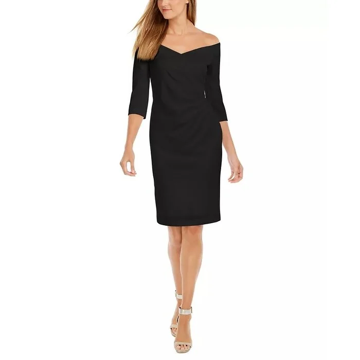 Calvin Klein Women's Off-The-Shoulder Sheath Dress Black Size 2