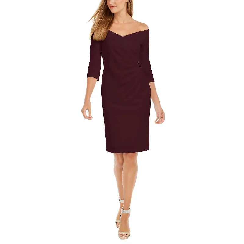 Calvin Klein Women's Off The Shoulder Sheath Dress Purple Size 4