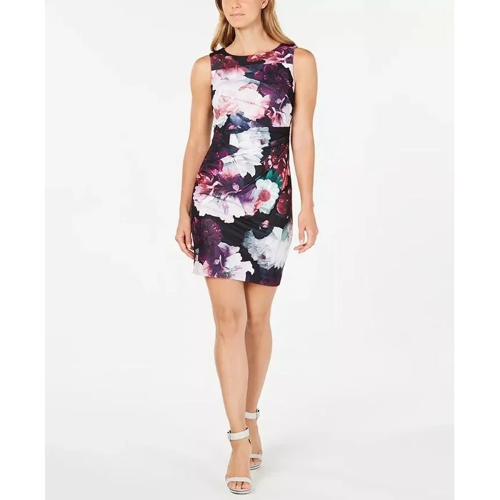 Calvin Klein Women's Petite Floral Sheath Dress Purple Size 1