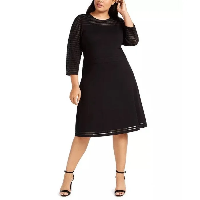 Calvin Klein Women's Plus Illusion Dot Sweater Dress Black Size 2X