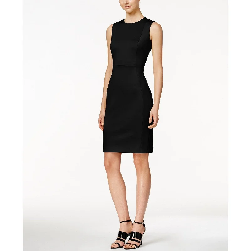 Calvin Klein Women's Scuba Crepe Sheath Dress Black Size 6