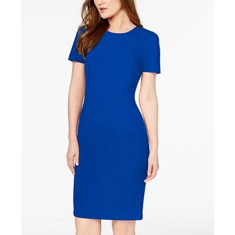 Calvin Klein Women's Seamed Scuba Crepe Sheath Dress Blue Size 2