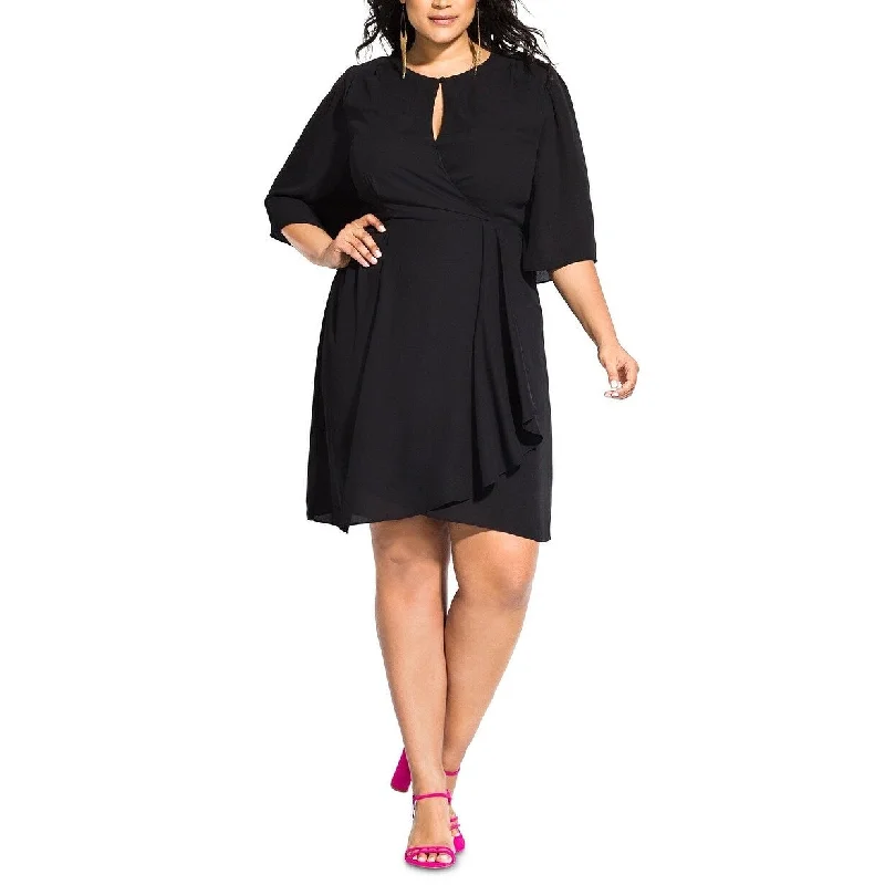 City Chic Women's Trendy Plus Size Jolie Wrap Dress Black Size 22