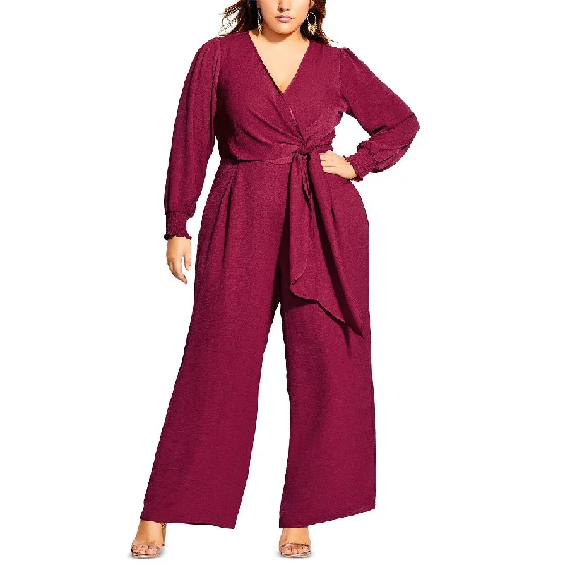 City Chic Women's Trendy Plus Size Synthesis Jumpsuit Red Size Small