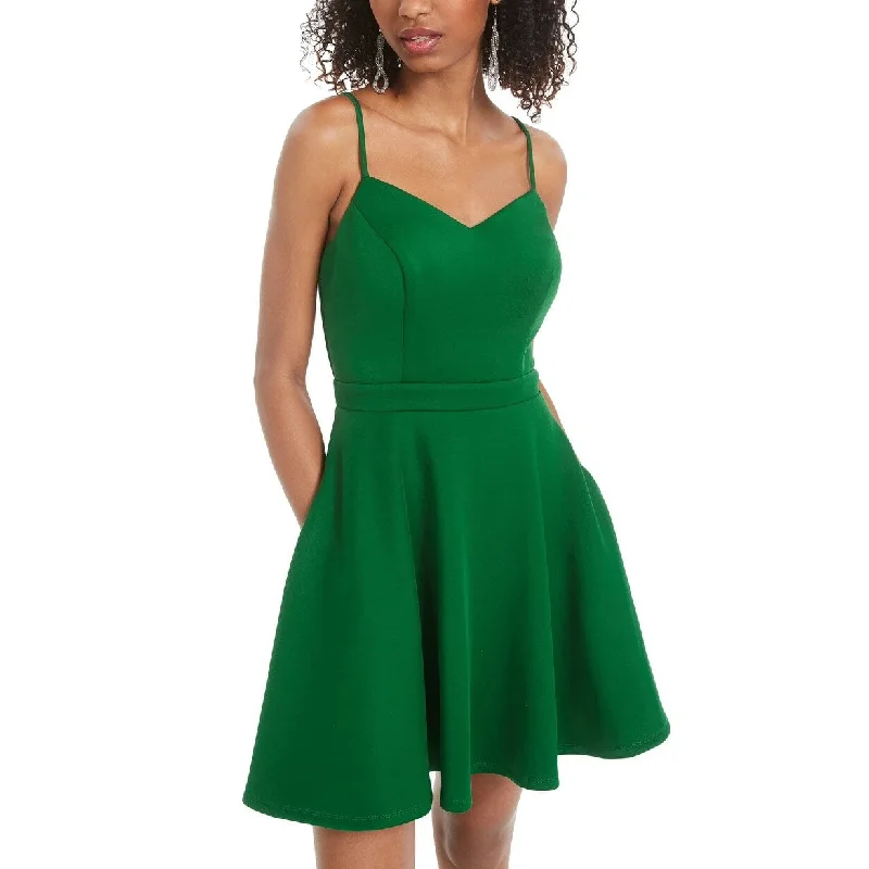 City Studios Juniors' Bow-Back Fit & Flare Dress Med Green Size 3