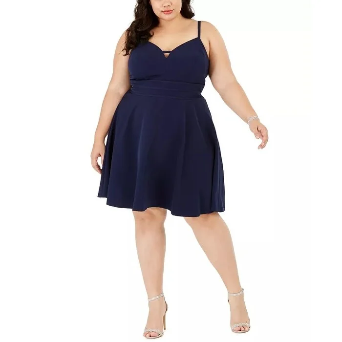 City Studios Women's Plus Size Sweetheart Dress Navy Size 24W