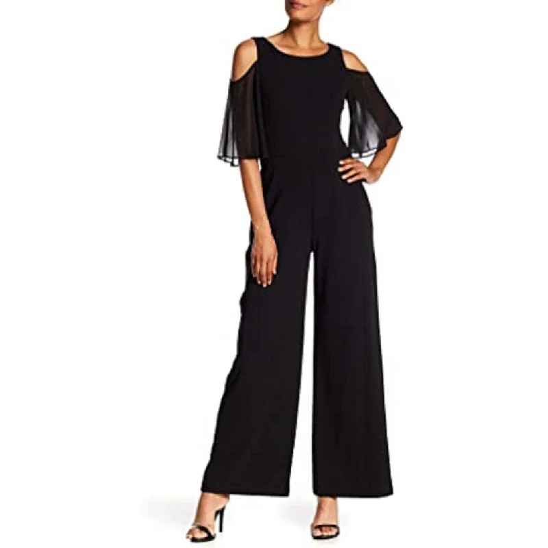 Connected Women's Cold Shoulder Wide Leg Jumpsuit Black Size 14