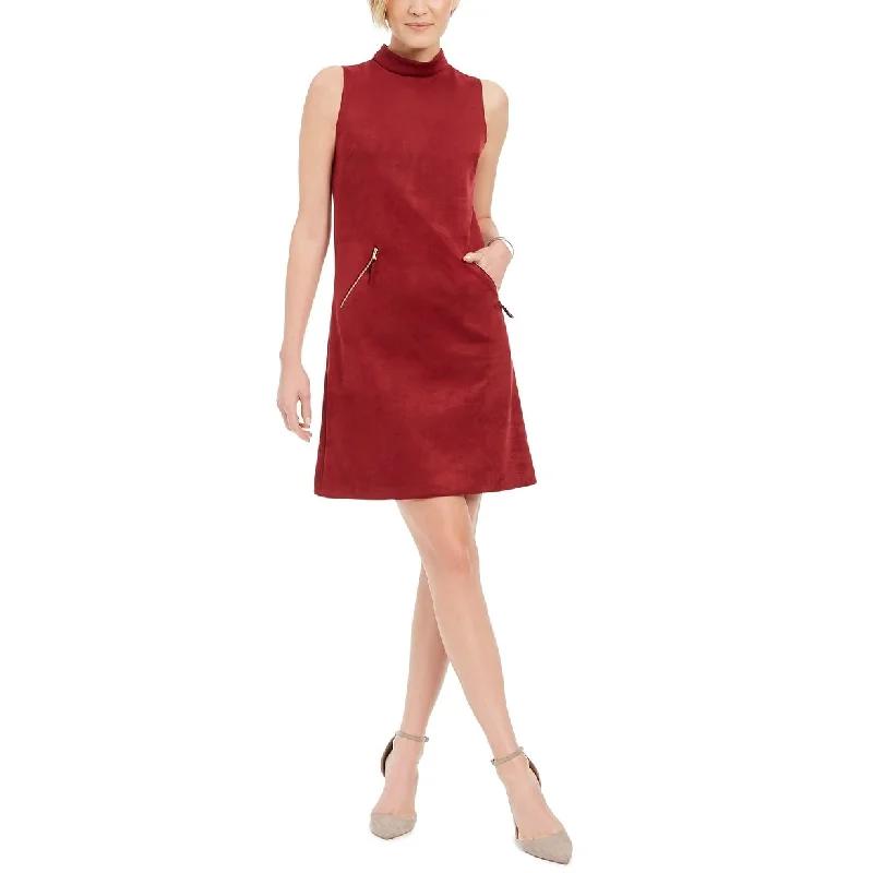 Donna Ricco Women's Faux Suede Shift Dress Dark Red Size 6