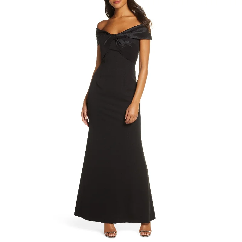 Eliza J Women's Off The Shoulder Scuba Crepe Gown Black Size 10