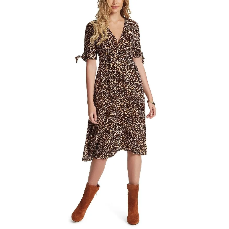 Jessica Simpson Women's Cecilia Printed Midi Dress Brown Size Large