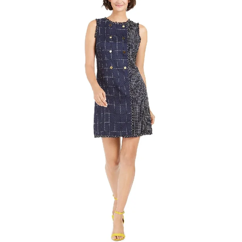 Julia Jordan Women's Double Breasted Tweed Shirtdress Blue Size 8