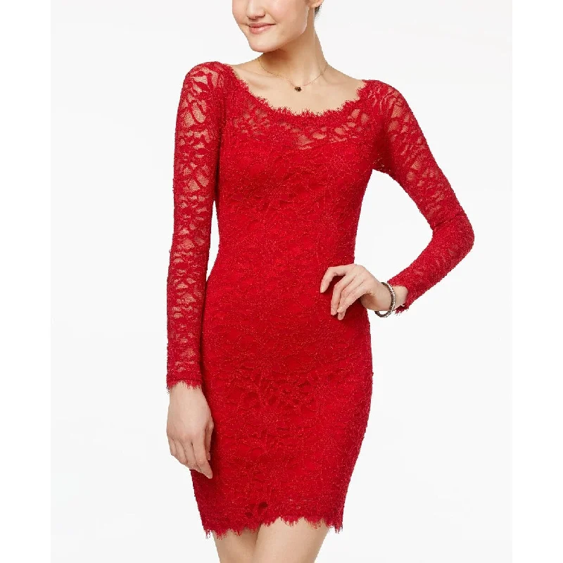 Jump Junior's Lace Body Con Dress Red Size Large