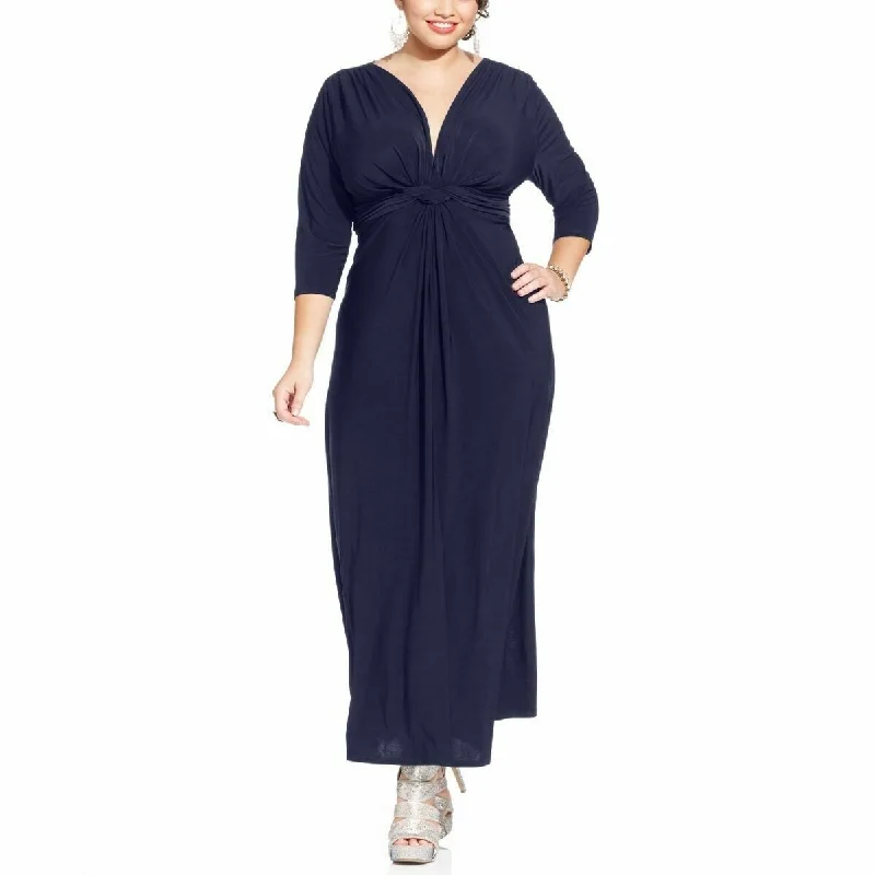 Love Squared Women's Trendy Plus Size Sleeveless Knotted Maxi Dress Blue Size 2X