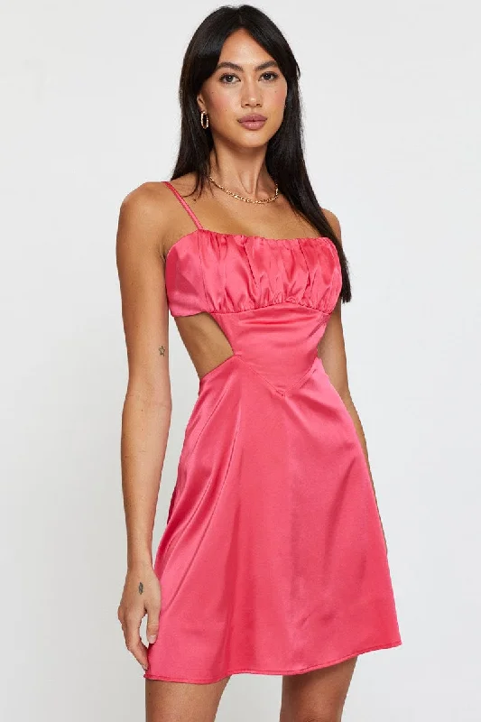 Pink A Line Dress Mini