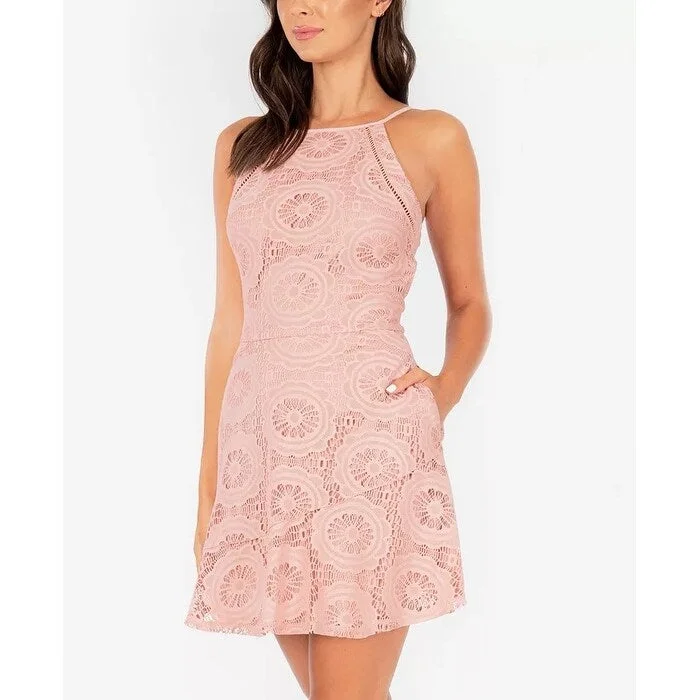 Speechless Junior's A Line Lace Dress Pink Size Small