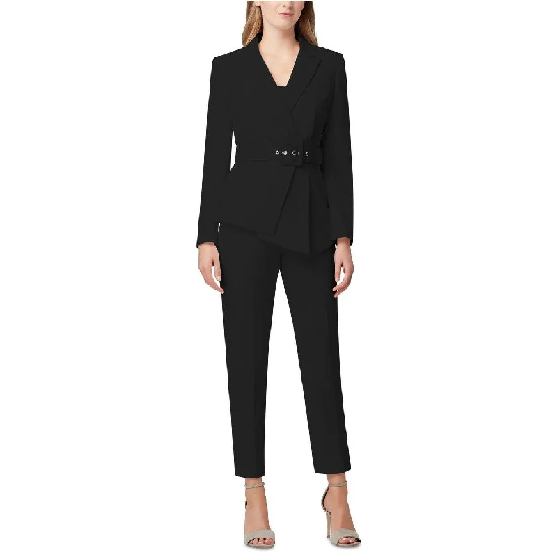 Tahari Asl Women's Pleated-Blazer Pants Suit Black Size 6