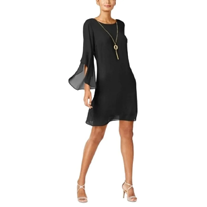 Thalia Sodi Women's Flared-Sleeve Necklace Dress Black Size XX Large