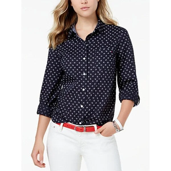 Tommy Hilfiger Anchor-Print Shirt , Indigo,Size XXL