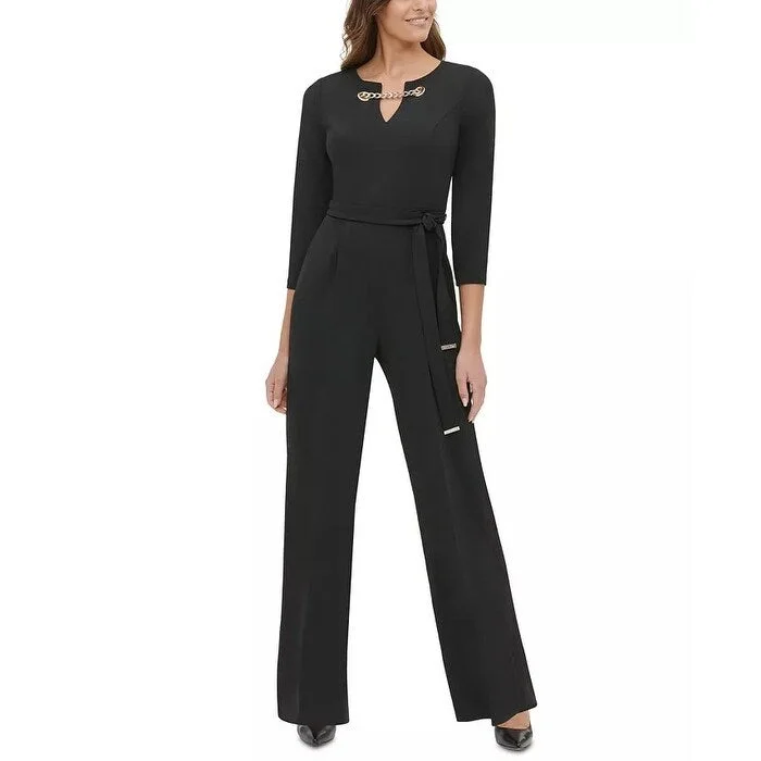 Tommy Hilfiger Women's Grommet Neck Jumpsuit Black Size 8