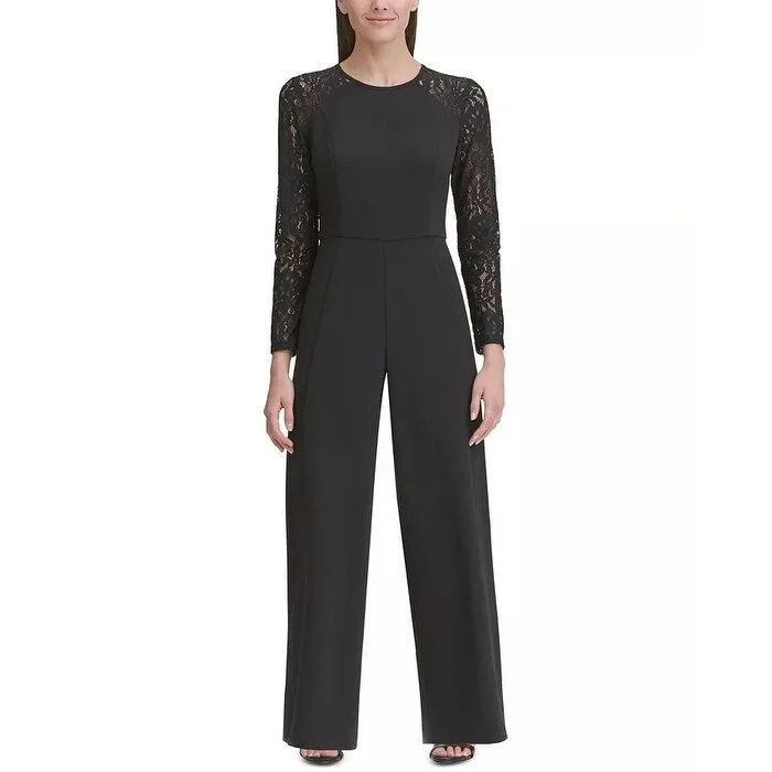 Tommy Hilfiger Women's Lace Sleeve Jumpsuit Black Size 14