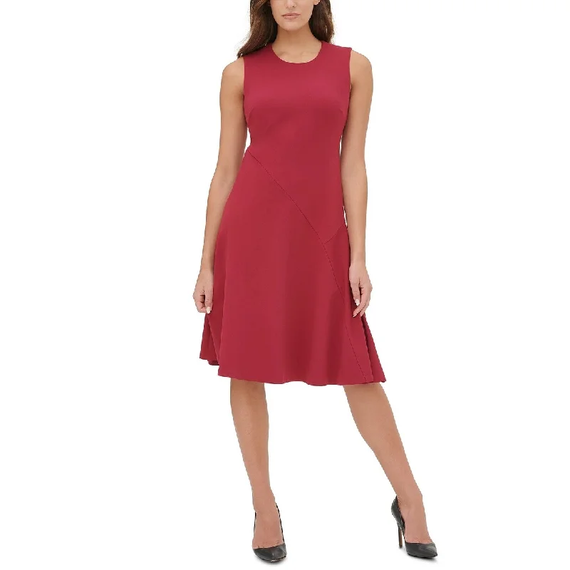 Tommy Hilfiger Women's Solid Midi Dress Dark Red Size 8