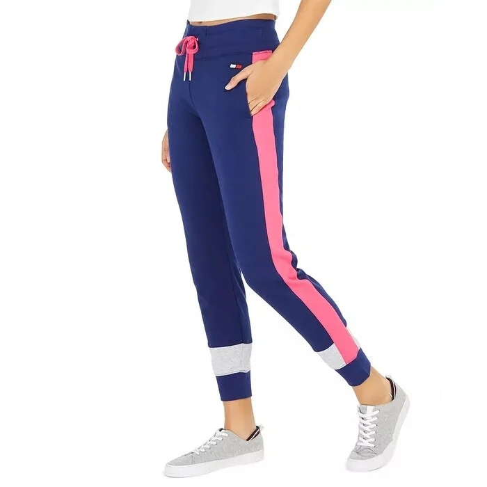 Tommy Hilfiger Women's Sport Colorblocked Jogger Pants Blue Size Extra Large