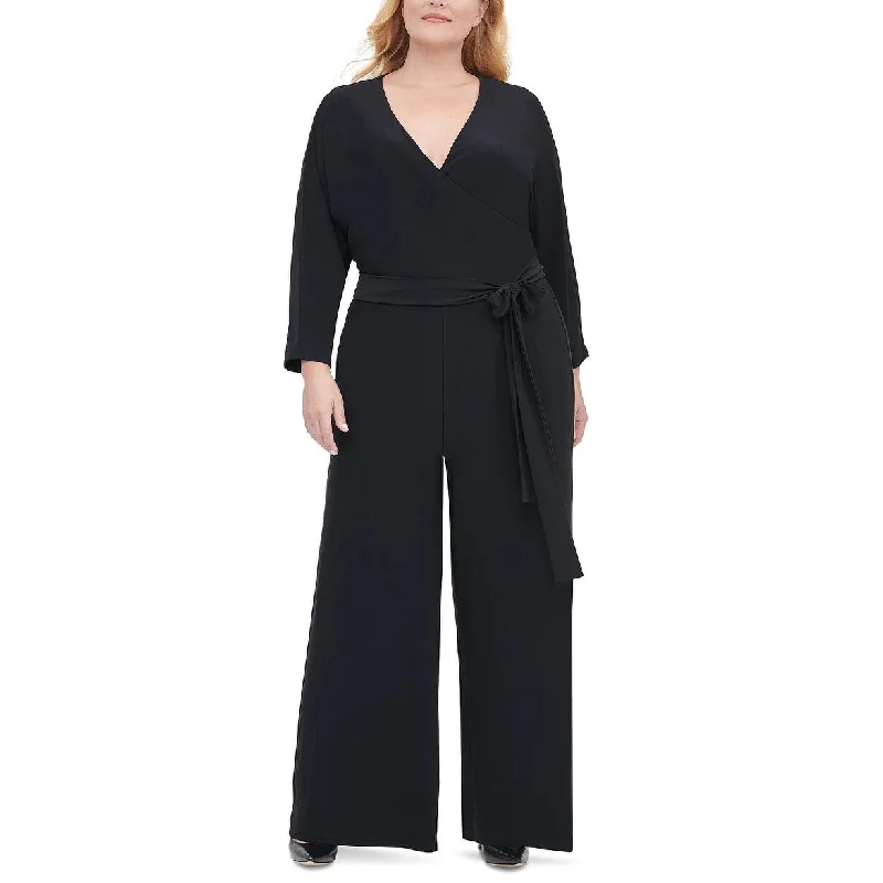 Tommy Hilfiger Women's Surplice Jumpsuit Black Size 18W