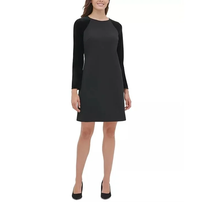 Tommy Hilfiger Women's Velvet Sleeve A Line Dress Black Size 12