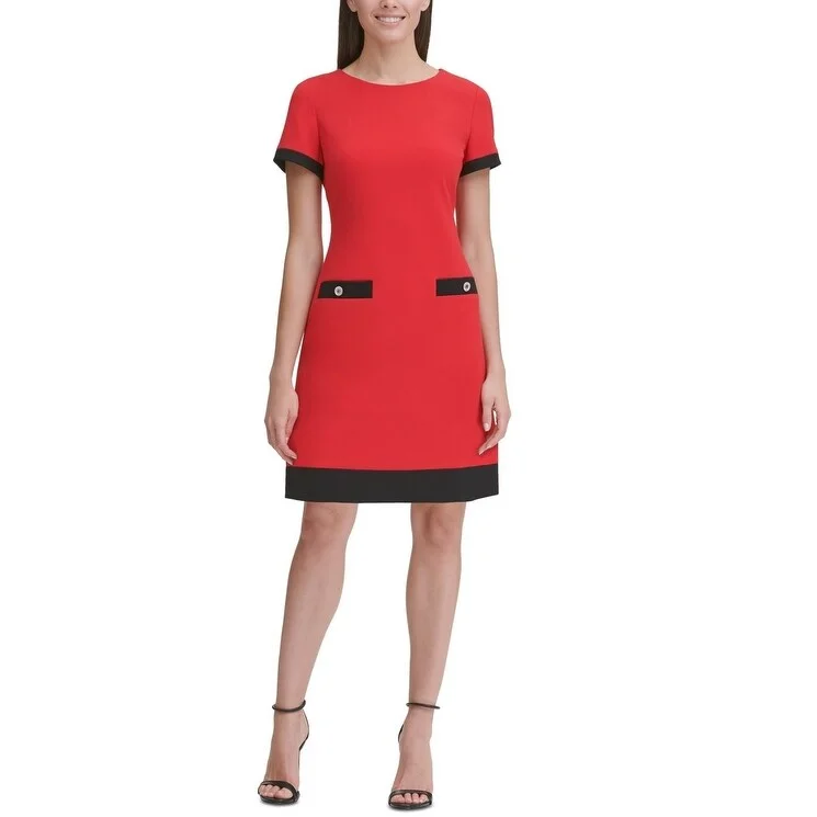 Tommy Hilfiger Women's Woven Knit Dress Red Size 8