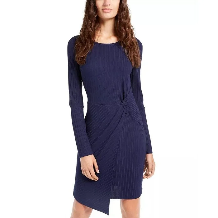 Ultra Flirt Juniors' Ribbed Twist-Front Dress Dark Blue Size XX Small - XX-Small