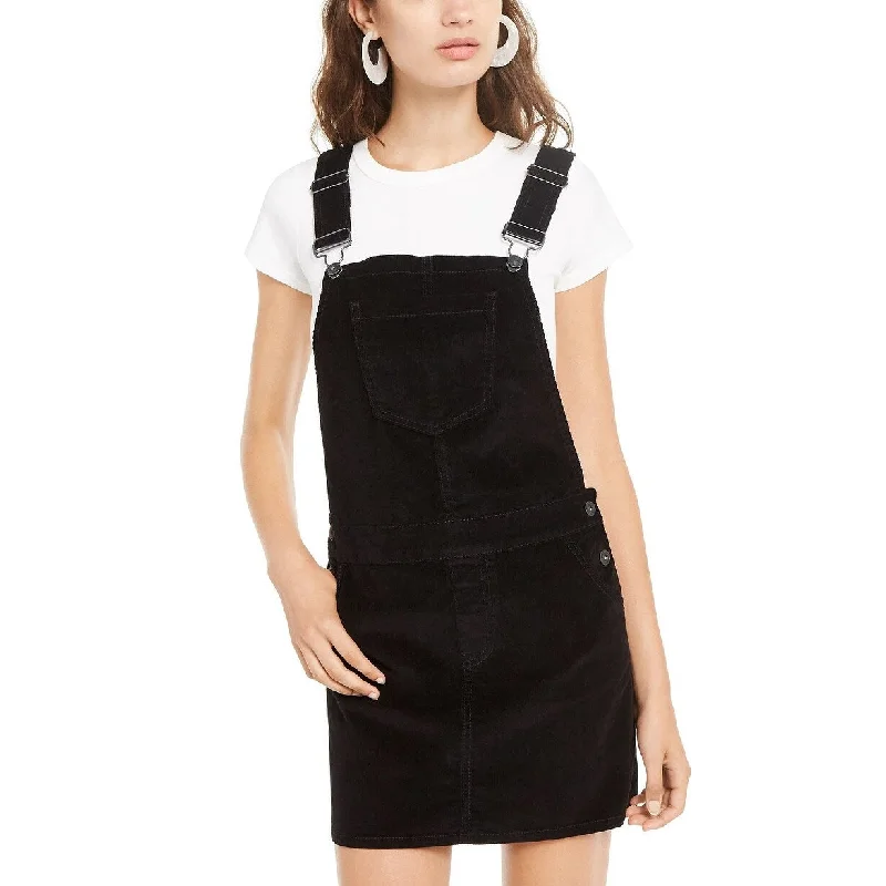 Vanilla Star Junior's Corduroy Overalls Dress Black Size 0