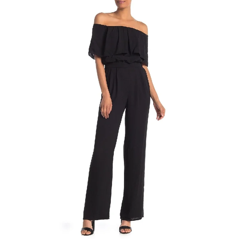 Vince Camuto Women's Moss Crepe Off-the-Shoulder Jumpsuit Black Size 4"