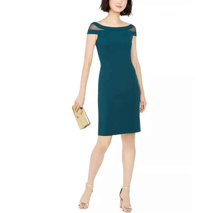 Vince Camuto Women's Off Shoulder Sheath Dress Medium Green Size 6