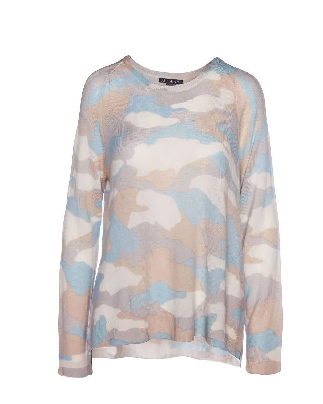 Cashmere Dreamweaver Camo Pullover In Heavenly Combo