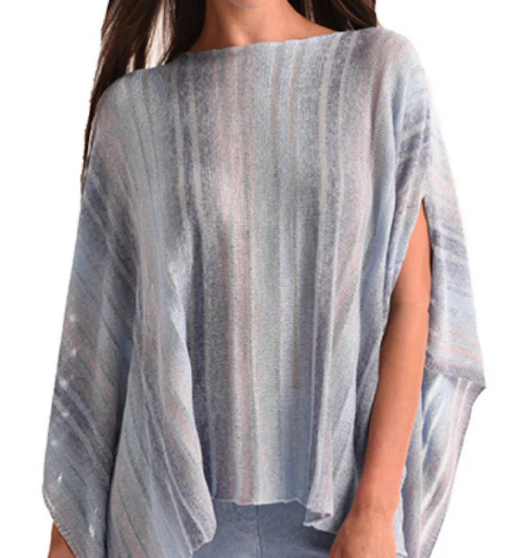 Cut-Out Poncho Sweater In Denim