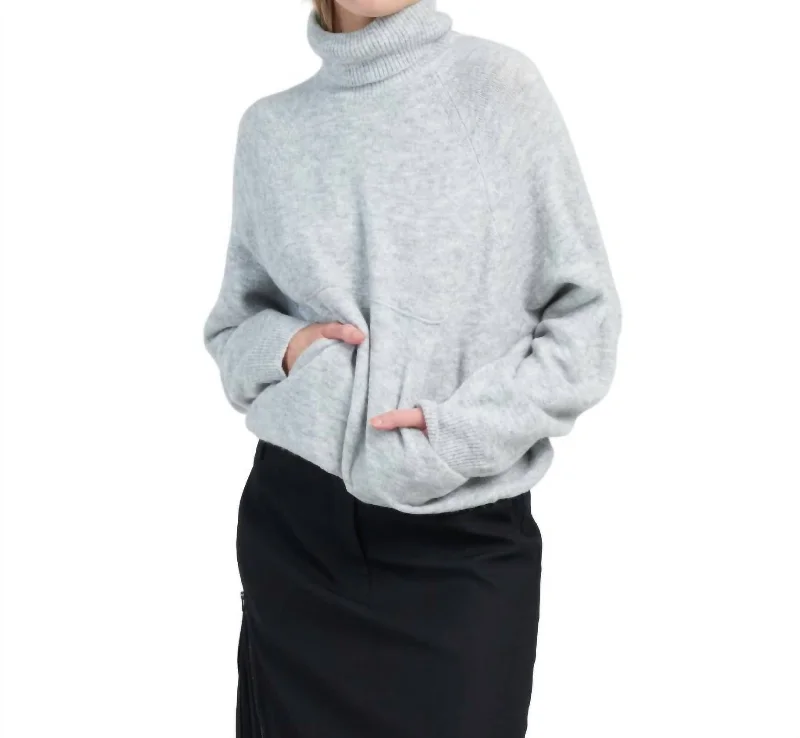 Douillet Turtleneck Easy Pullover In Light Heather Grey