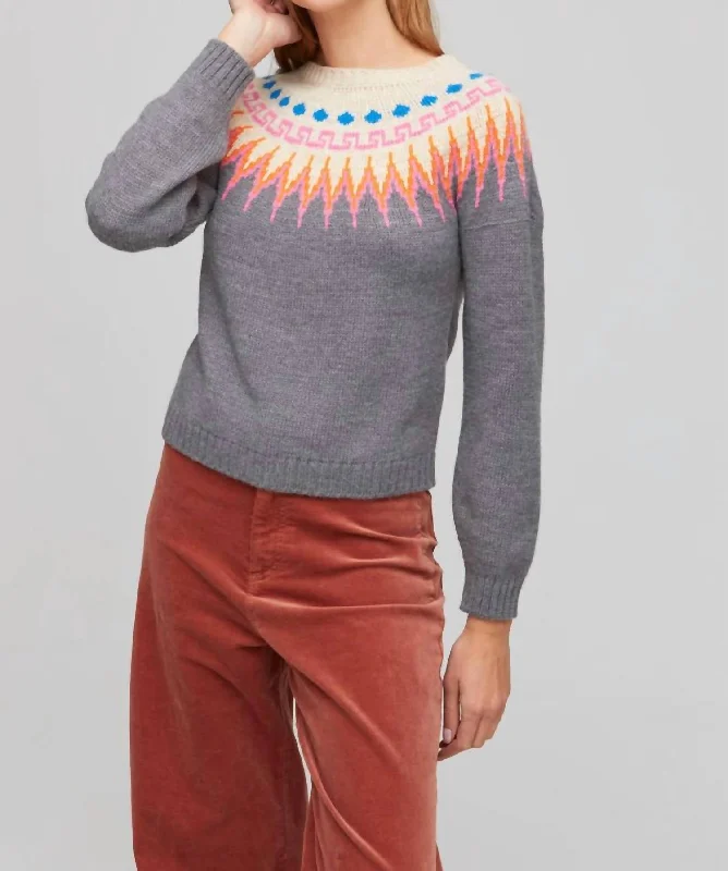 Fair Isle Sweater In Gray/multi