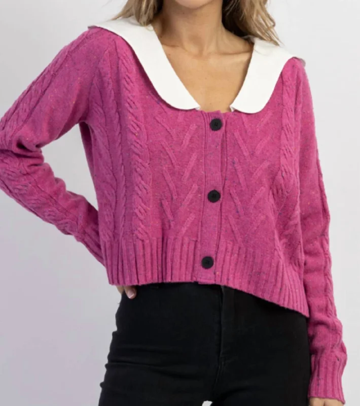 Harper Scalloped Collar Sweater In Pink