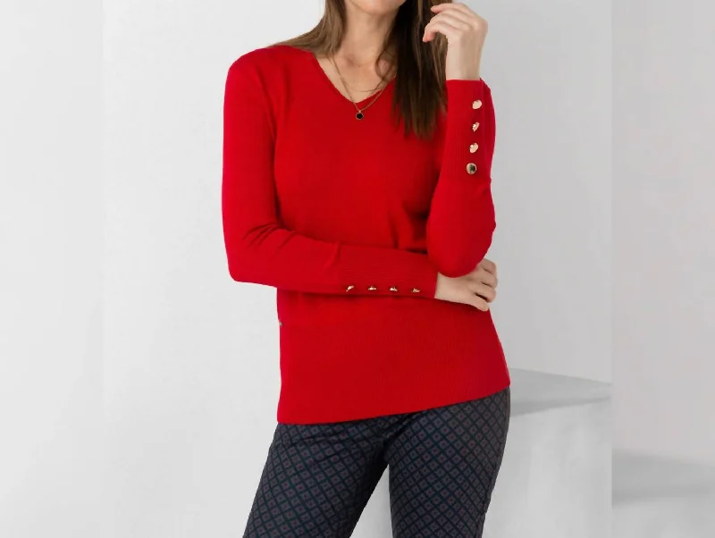 Juliette Red Long Sleeve Sweater