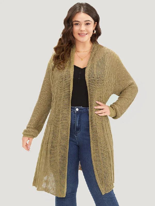 Lapel Collar Open Front Tunic Drape Cardigan